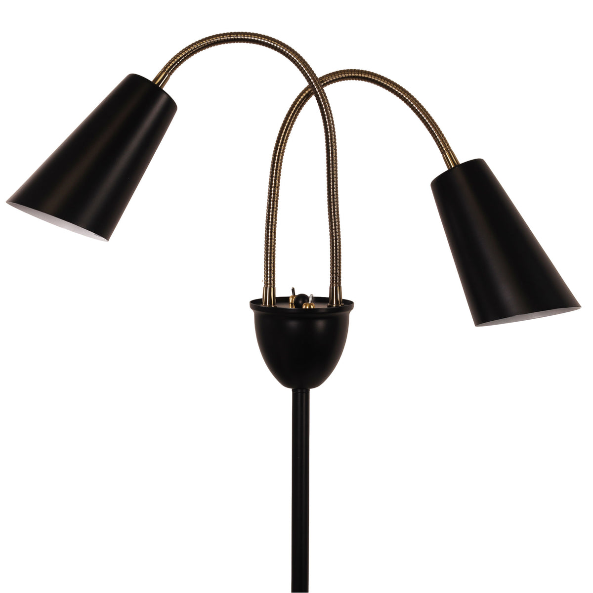 Twin Flexible Neck Lamp Black with Antique Brass - Walt Antique Brass