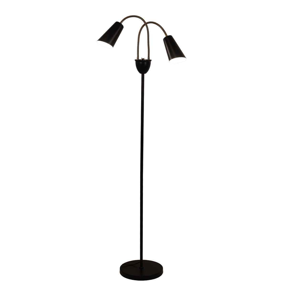 Twin Flexible Neck Lamp Black with Antique Brass - Walt Antique Brass