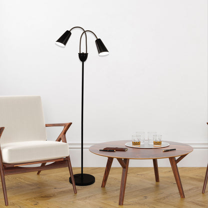 Twin Flexible Neck Lamp Black with Antique Brass - Walt Antique Brass
