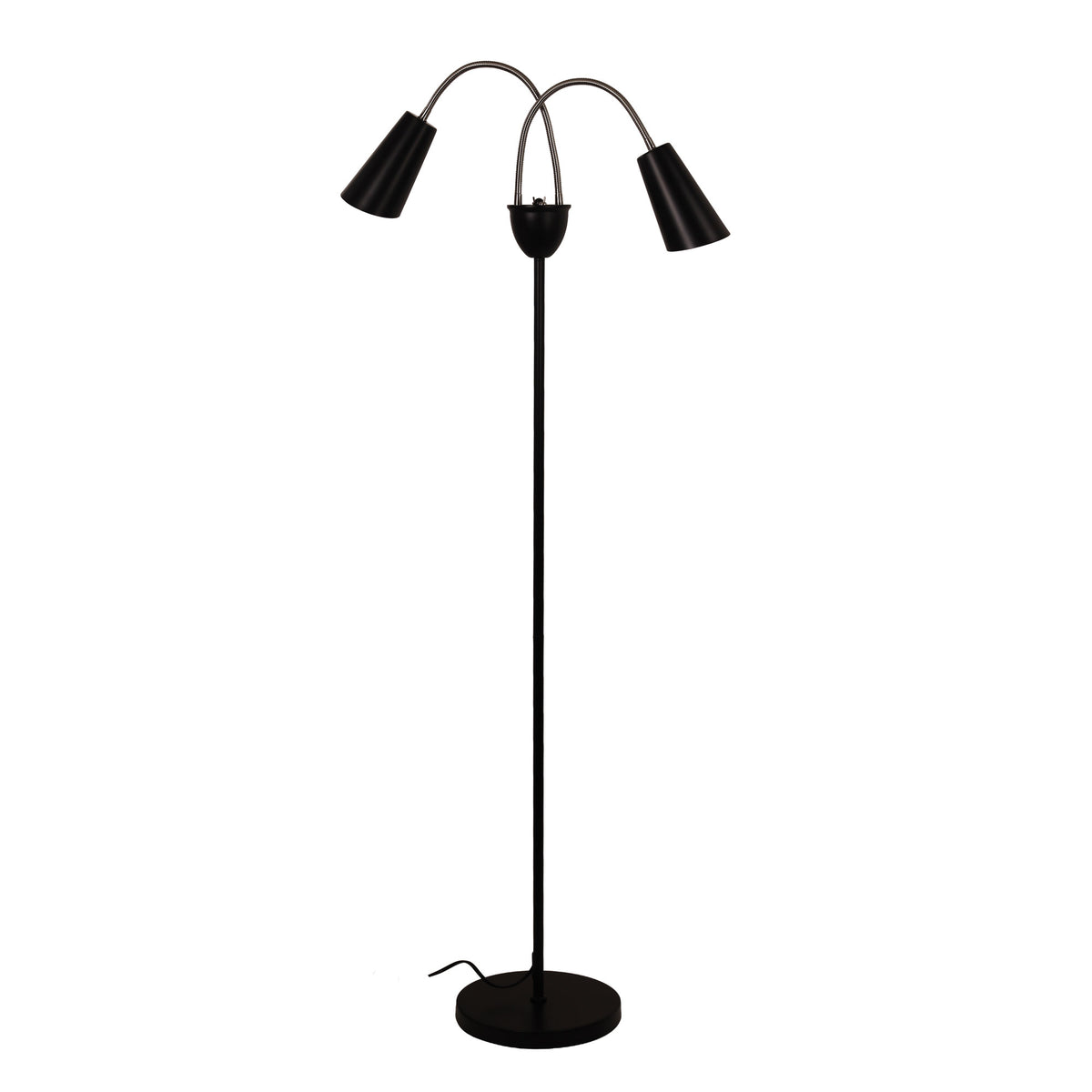 Twin Flexible Neck Lamp Black with Brushed Chrome - Walt Brushed Chrome