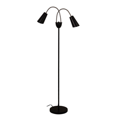 Twin Flexible Neck Lamp Black with Brushed Chrome - Walt Brushed Chrome