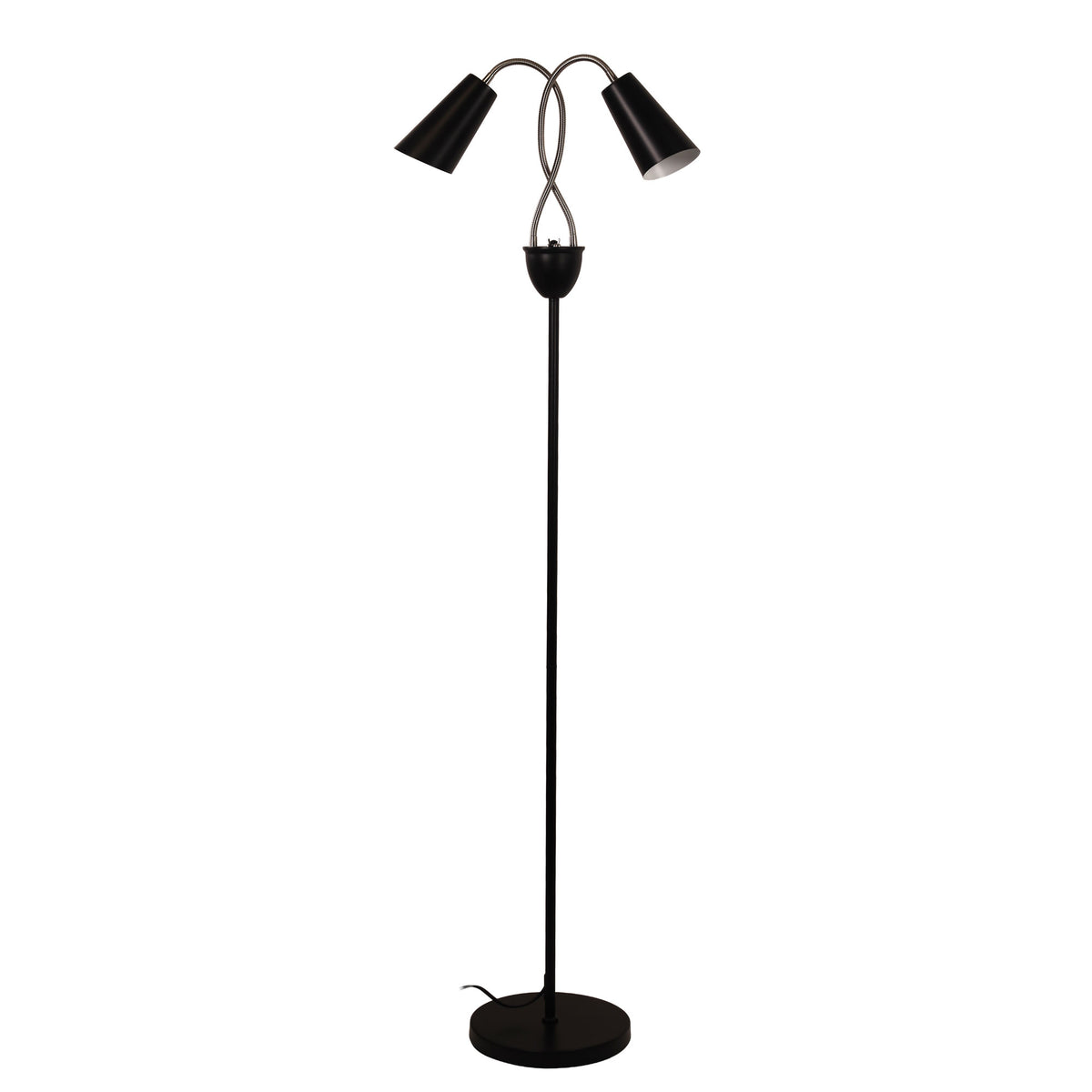 Twin Flexible Neck Lamp Black with Brushed Chrome - Walt Brushed Chrome