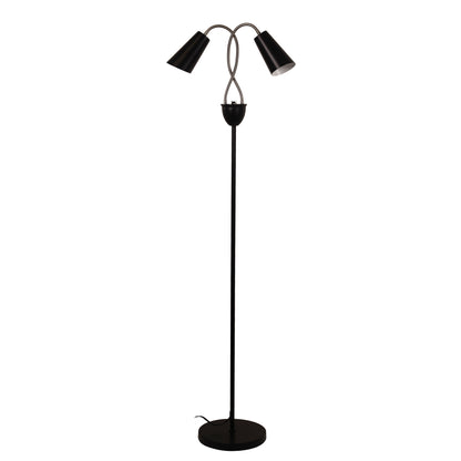 Twin Flexible Neck Lamp Black with Brushed Chrome - Walt Brushed Chrome