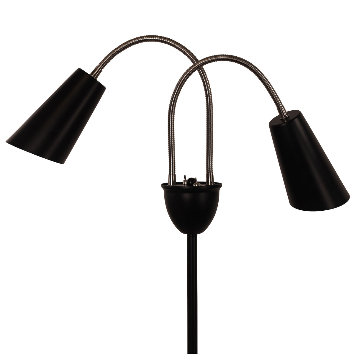 Twin Flexible Neck Lamp Black with Brushed Chrome - Walt Brushed Chrome