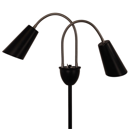 Twin Flexible Neck Lamp Black with Brushed Chrome - Walt Brushed Chrome