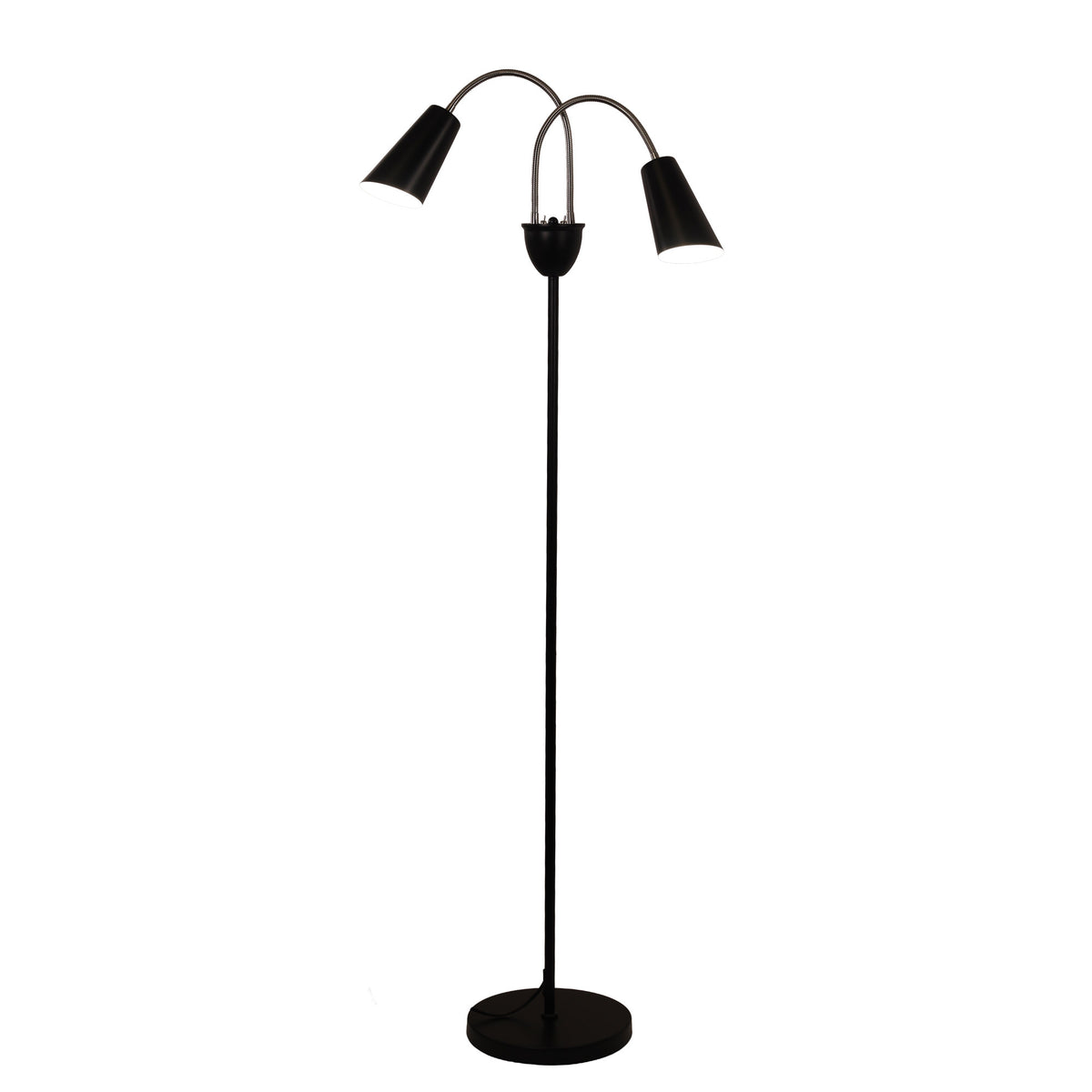 Twin Flexible Neck Lamp Black with Brushed Chrome - Walt Brushed Chrome