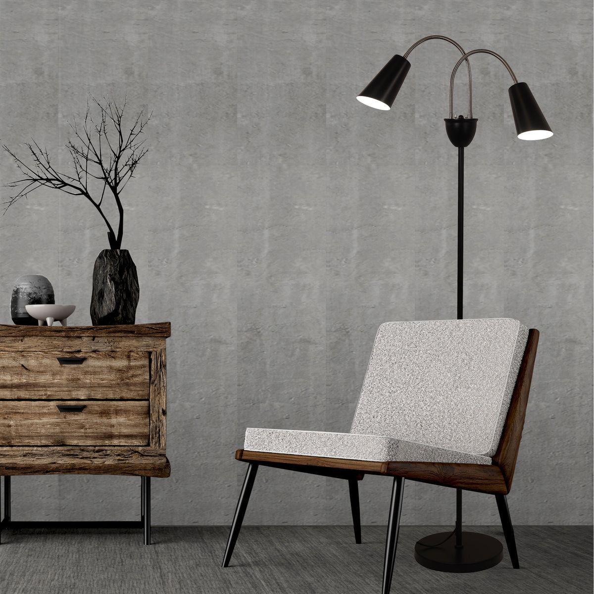 Twin Flexible Neck Lamp Black with Brushed Chrome - Walt Brushed Chrome