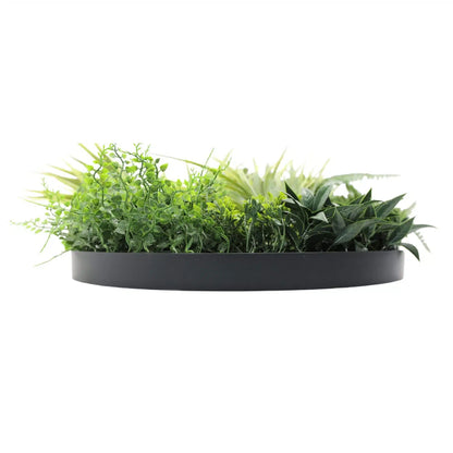 Slimline Artificial Green Wall Disc Art 50cm Grassy Fern Fields UV Resistant (Black) - Image 3
