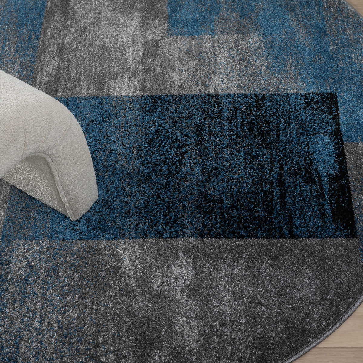 Slate 766 Blue Contemporary Round Rug