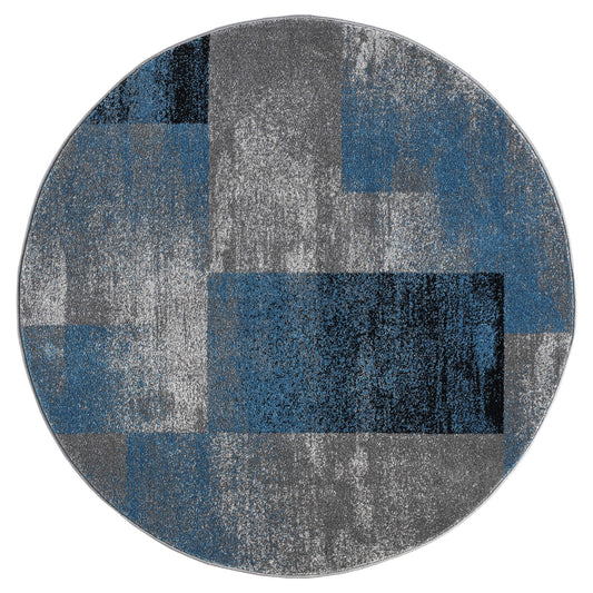 Slate 766 Blue Contemporary Round Rug