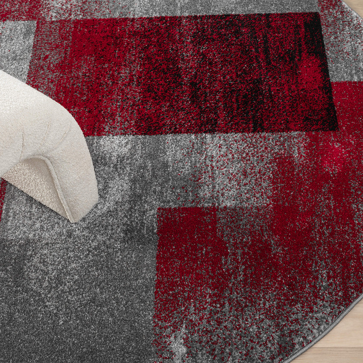 Slate 766 Red Contemporary Round Rug