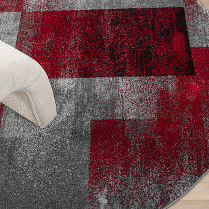 Slate 766 Red Contemporary Round Rug