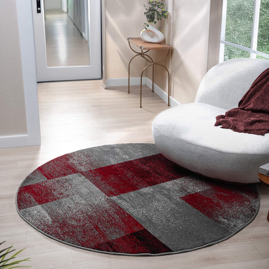 Slate 766 Red Contemporary Round Rug