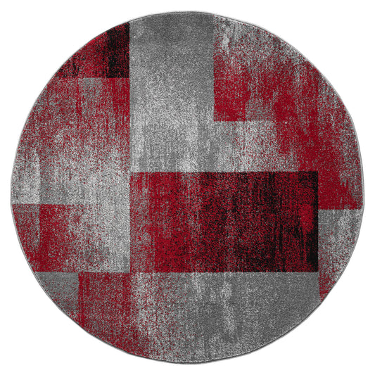 Slate 766 Red Contemporary Round Rug