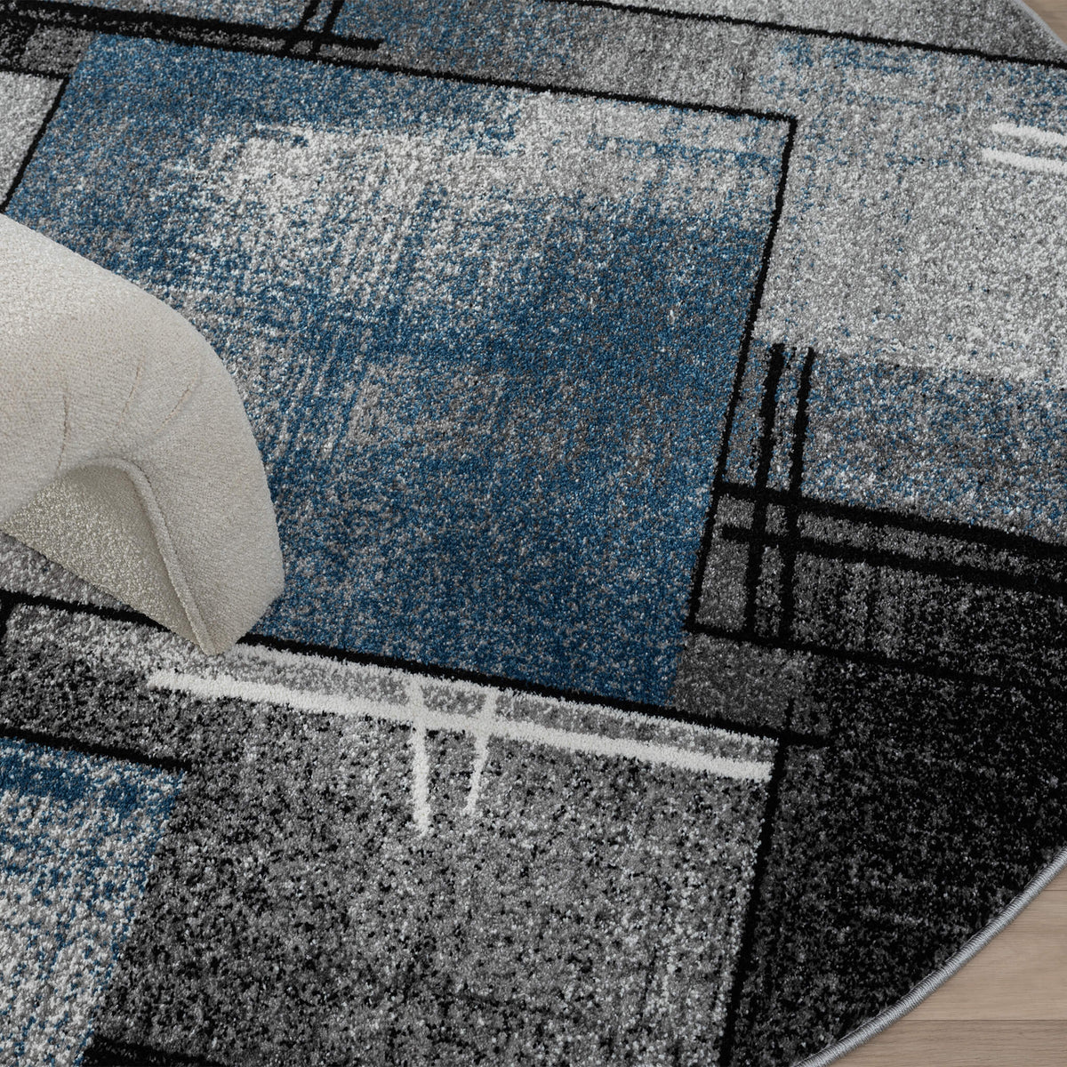 Slate 768 Blue Contemporary Round Rug