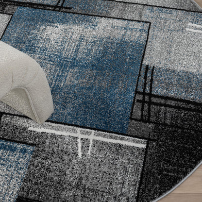 Slate 768 Blue Contemporary Round Rug