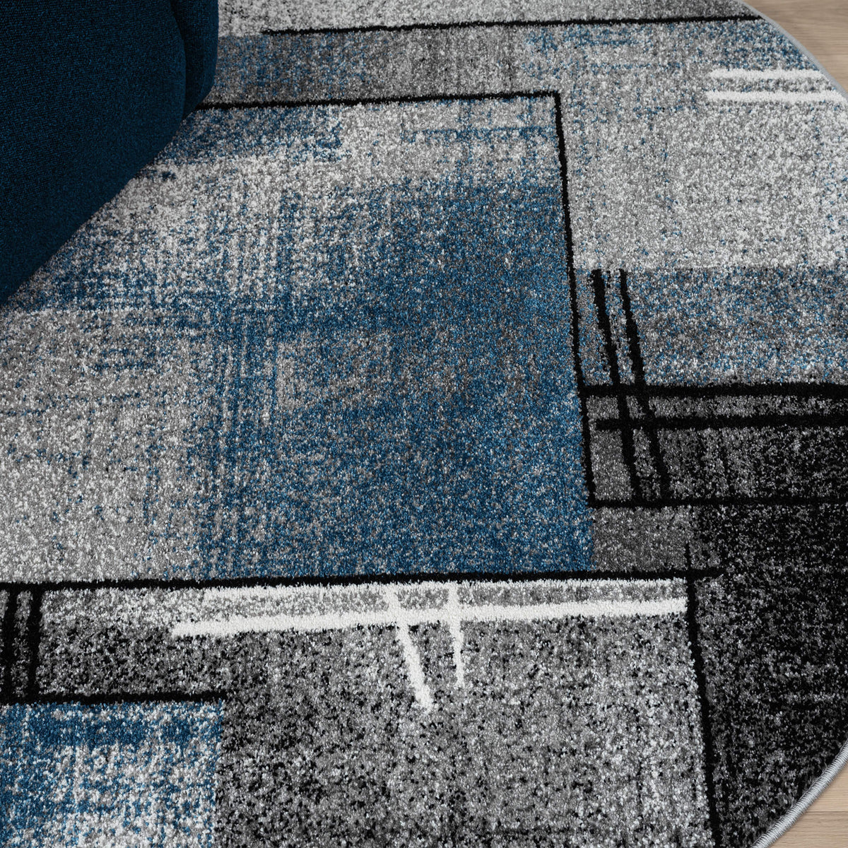 Slate 768 Blue Contemporary Round Rug