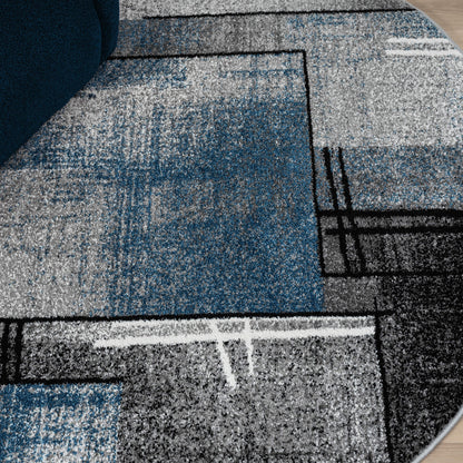 Slate 768 Blue Contemporary Round Rug