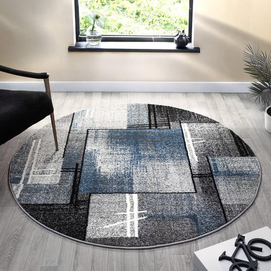 Slate 768 Blue Contemporary Round Rug