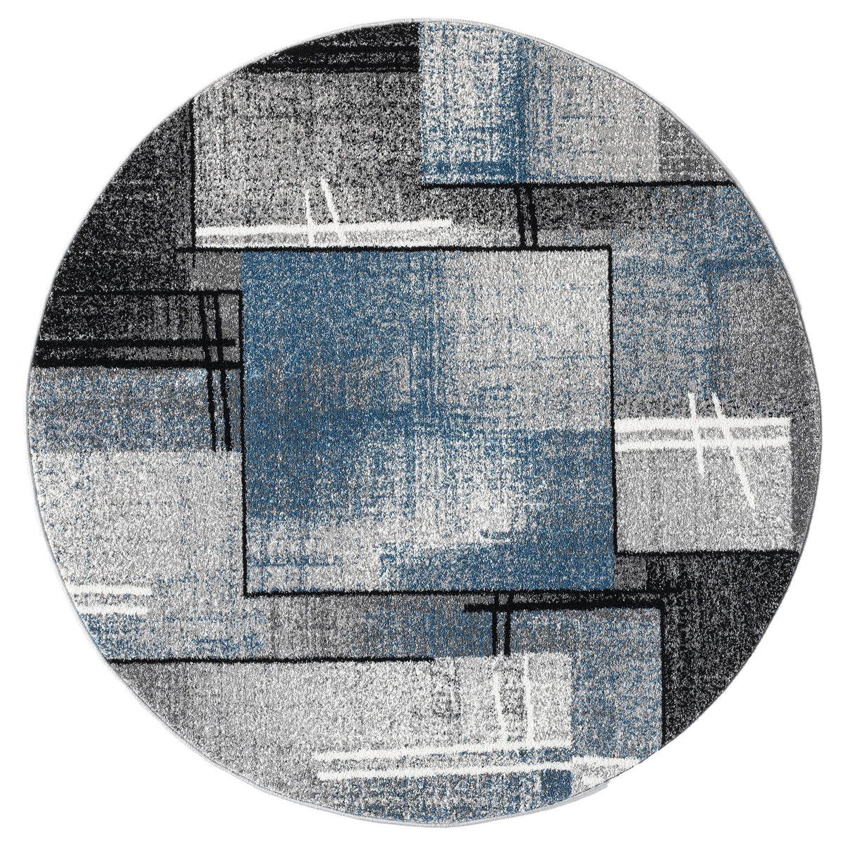 Slate 768 Blue Contemporary Round Rug