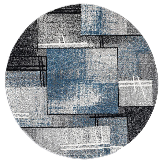 Slate 768 Blue Contemporary Round Rug