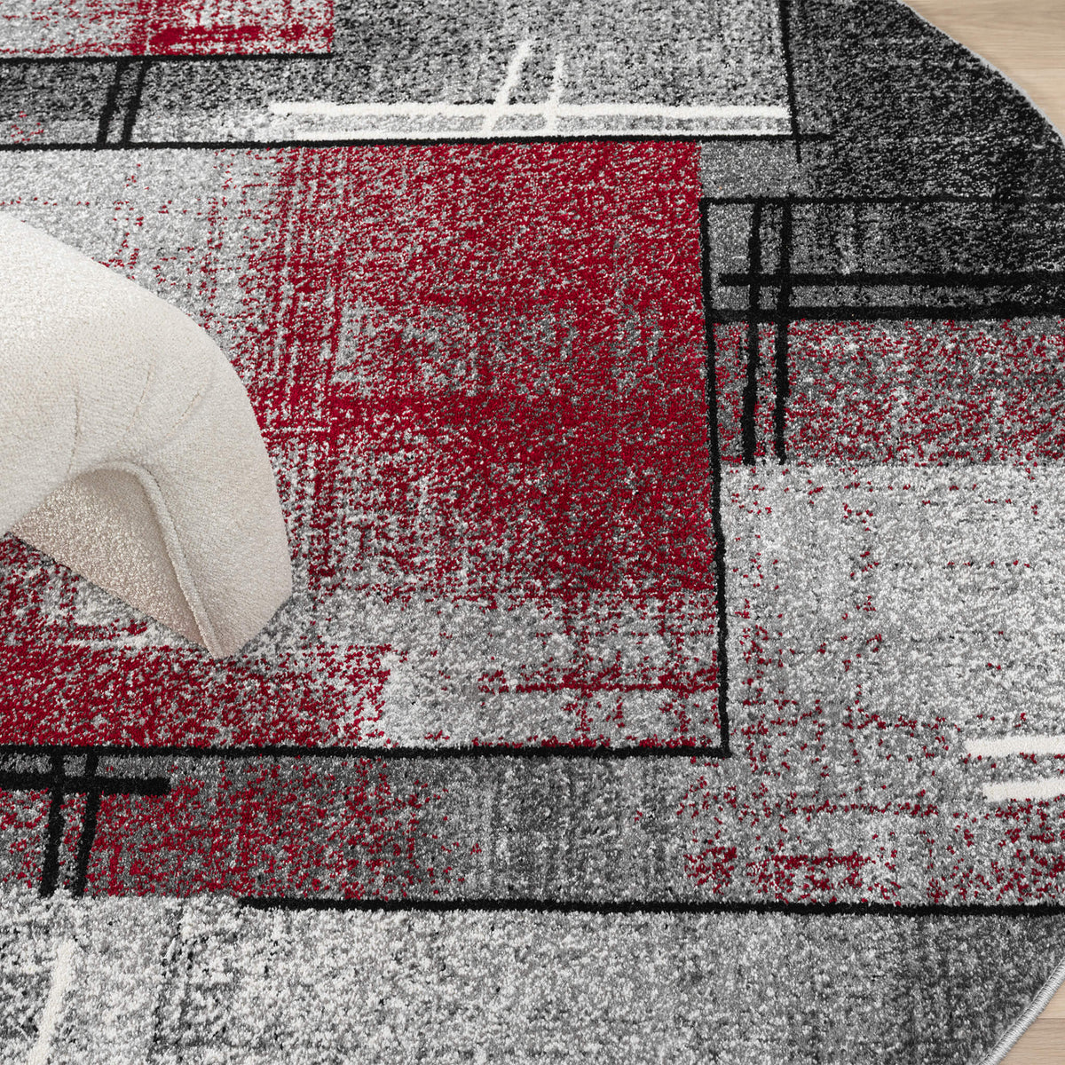 Slate 768 Red Contemporary Round Rug