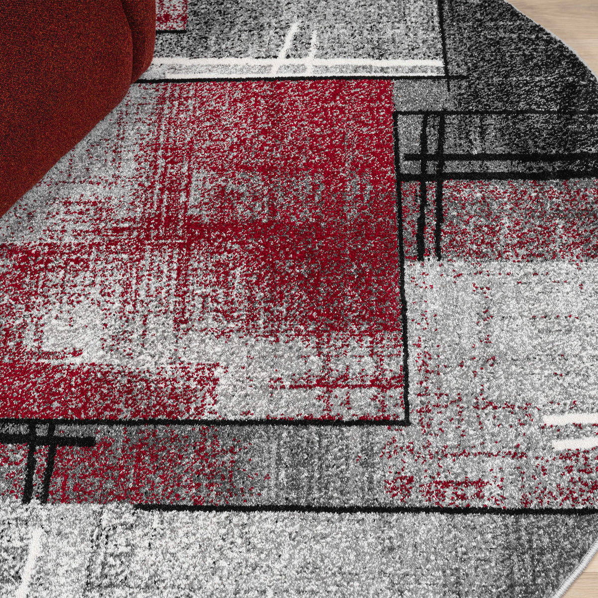 Slate 768 Red Contemporary Round Rug