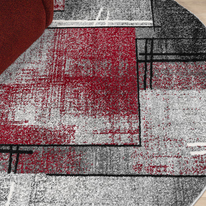 Slate 768 Red Contemporary Round Rug