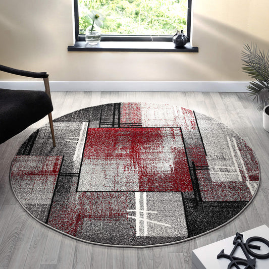 Slate 768 Red Contemporary Round Rug