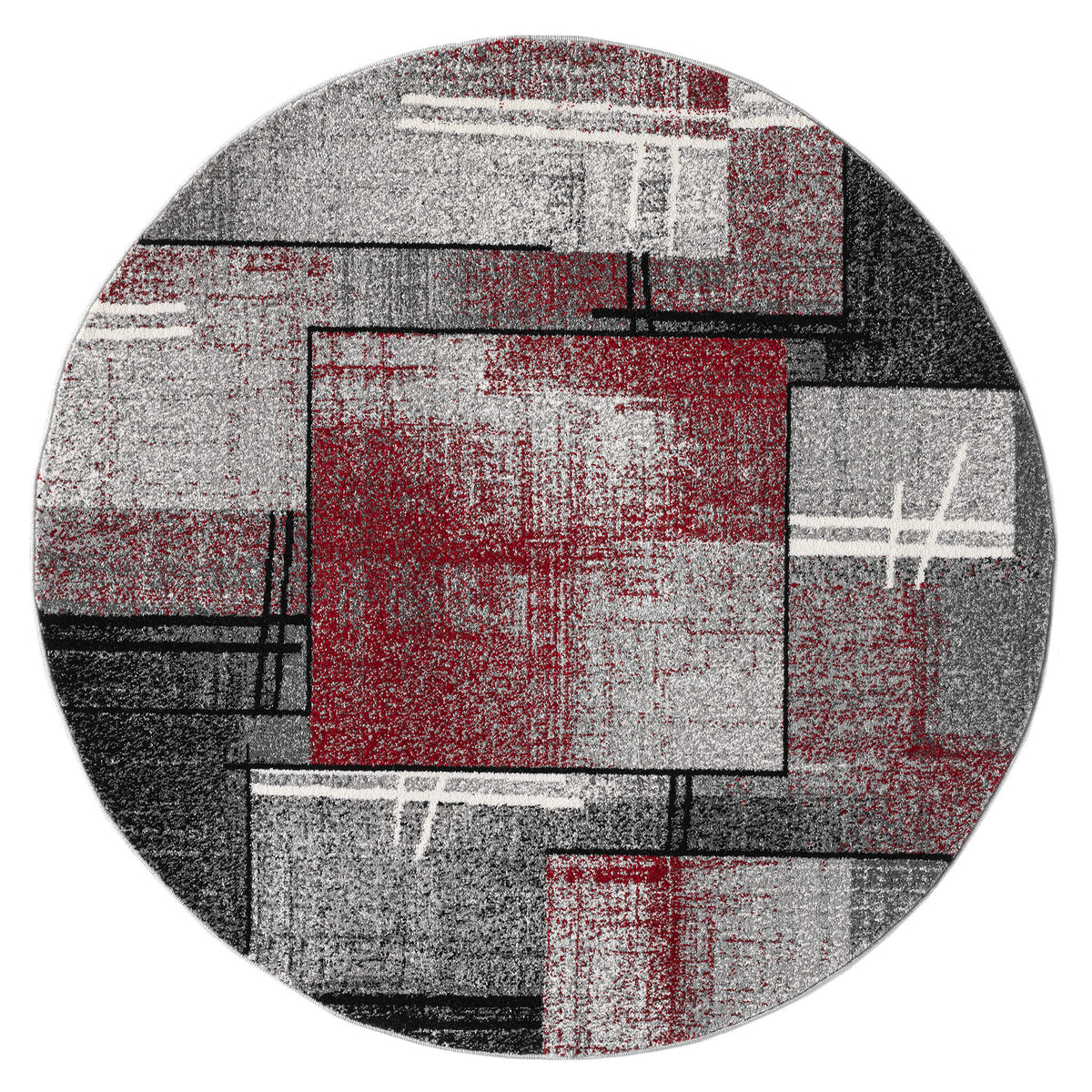 Slate 768 Red Contemporary Round Rug