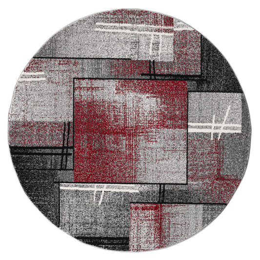 Slate 768 Red Contemporary Round Rug
