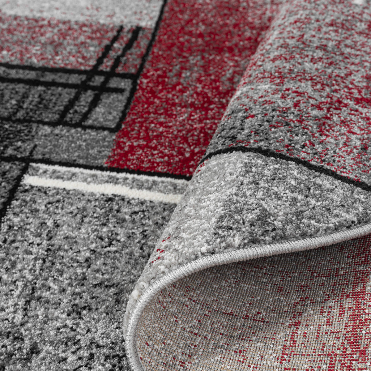 Slate 768 Red Contemporary Round Rug