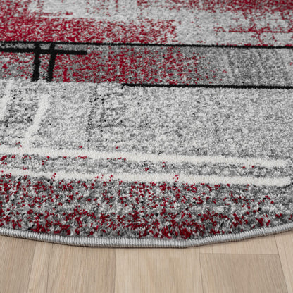 Slate 768 Red Contemporary Round Rug