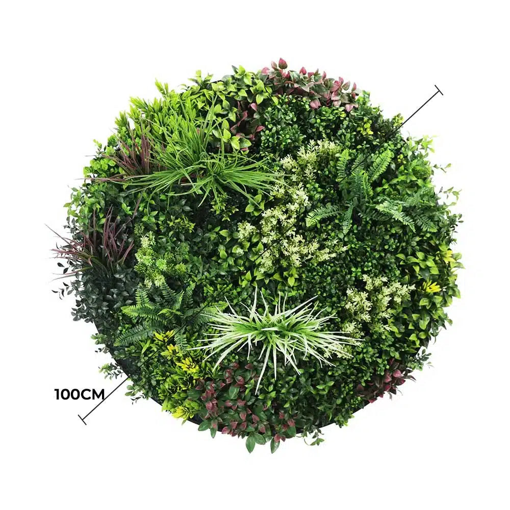 Slimline Artificial Green Wall Disc Art 100cm Colour Fresh UV Resistant (White) - Image 2