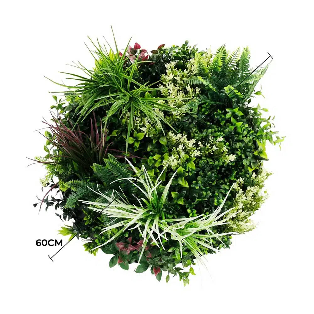 Slimline Artificial Green Wall Disc Art 60cm Colour Fresh UV Resistant (White) - Image 2