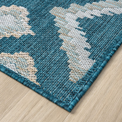 Terrace 551 Turquoise Indoor Outdoor Modern Rug