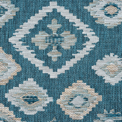 Terrace 551 Turquoise Indoor Outdoor Modern Rug