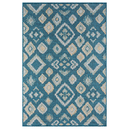 Terrace 551 Turquoise Indoor Outdoor Modern Rug