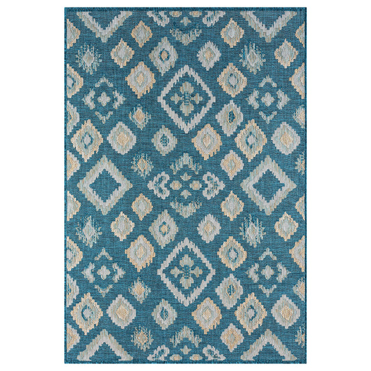 Terrace 551 Turquoise Indoor Outdoor Modern Rug
