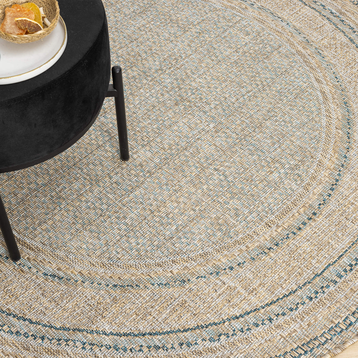 Terrace 553 Olive Indoor Outdoor Modern Round Rug