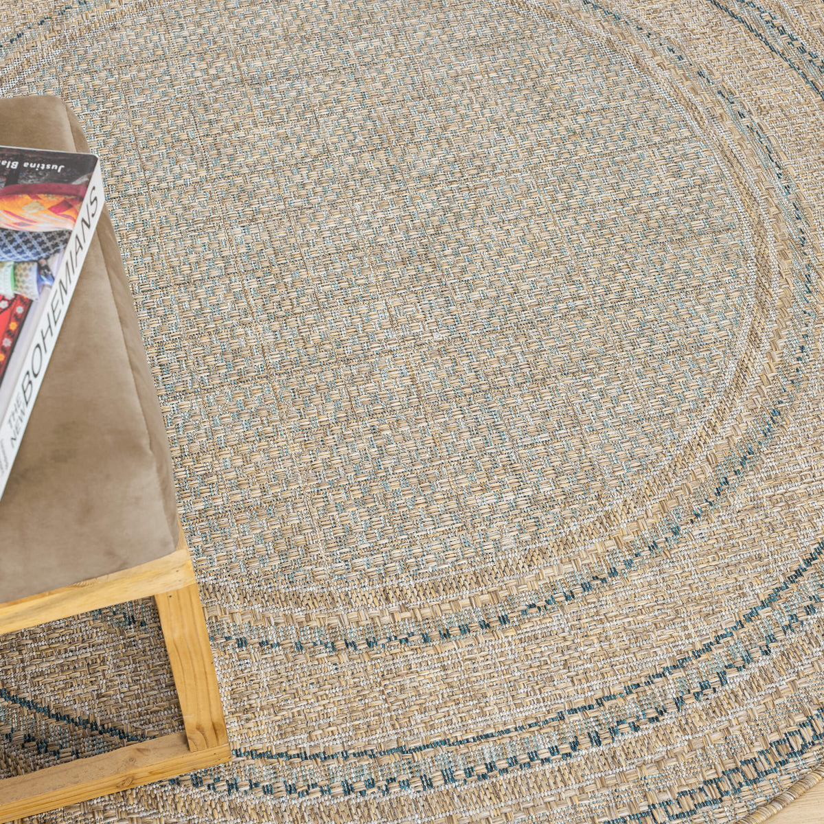 Terrace 553 Olive Indoor Outdoor Modern Round Rug