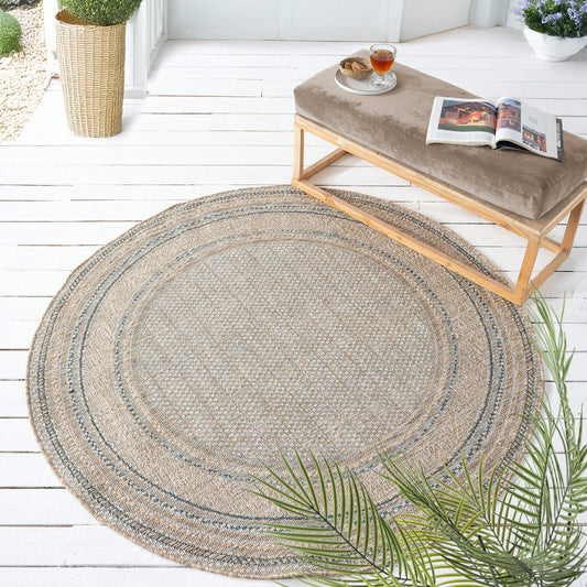 Terrace 553 Olive Indoor Outdoor Modern Round Rug