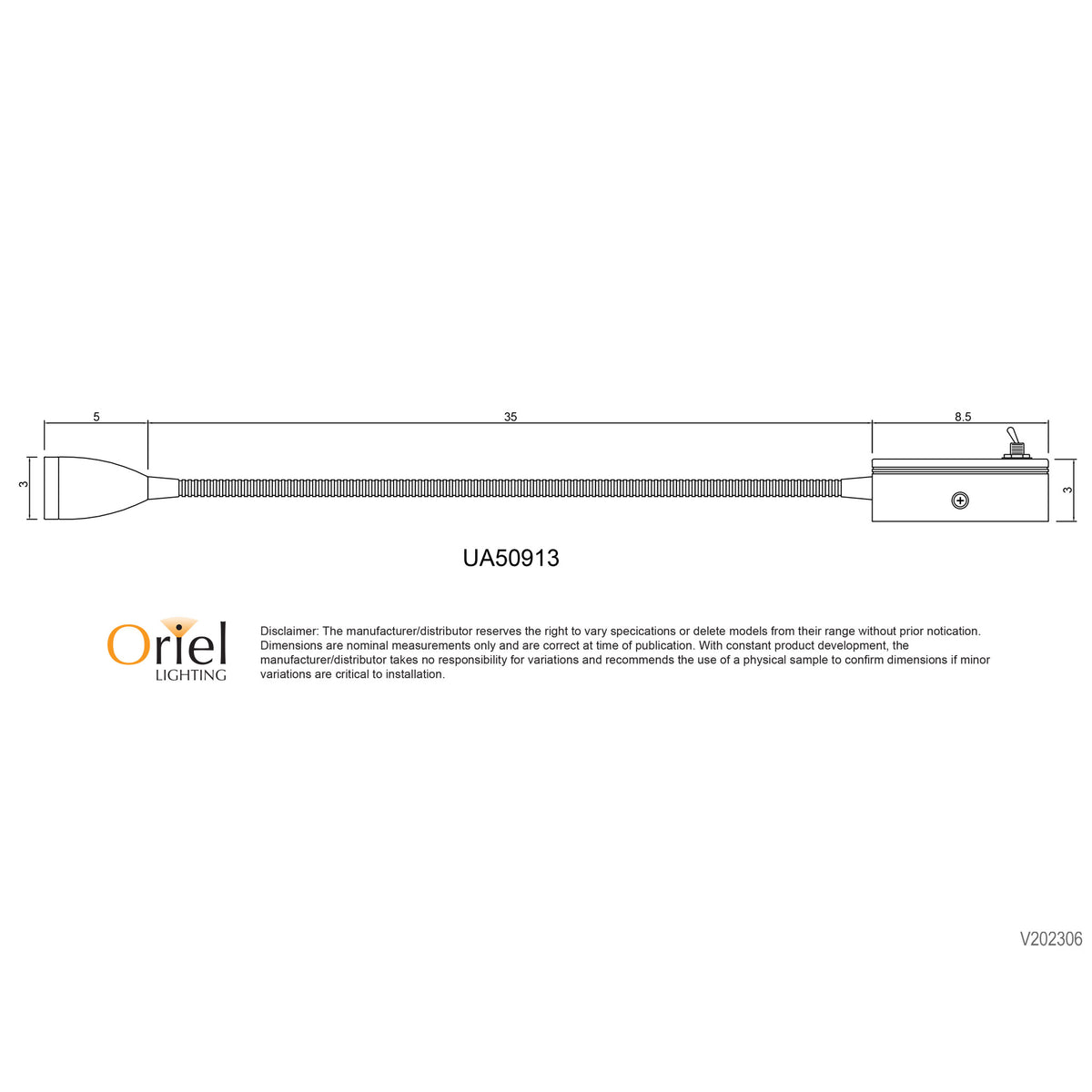 3W LED Switched Flexible Wall Light 30cm - Flexi Brushed Aluminium