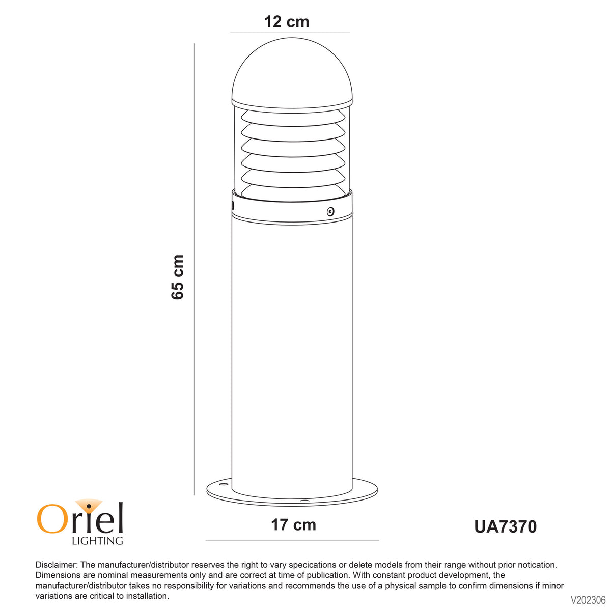 240V LED Ready Outdoor Bollard 65cm - Terzo