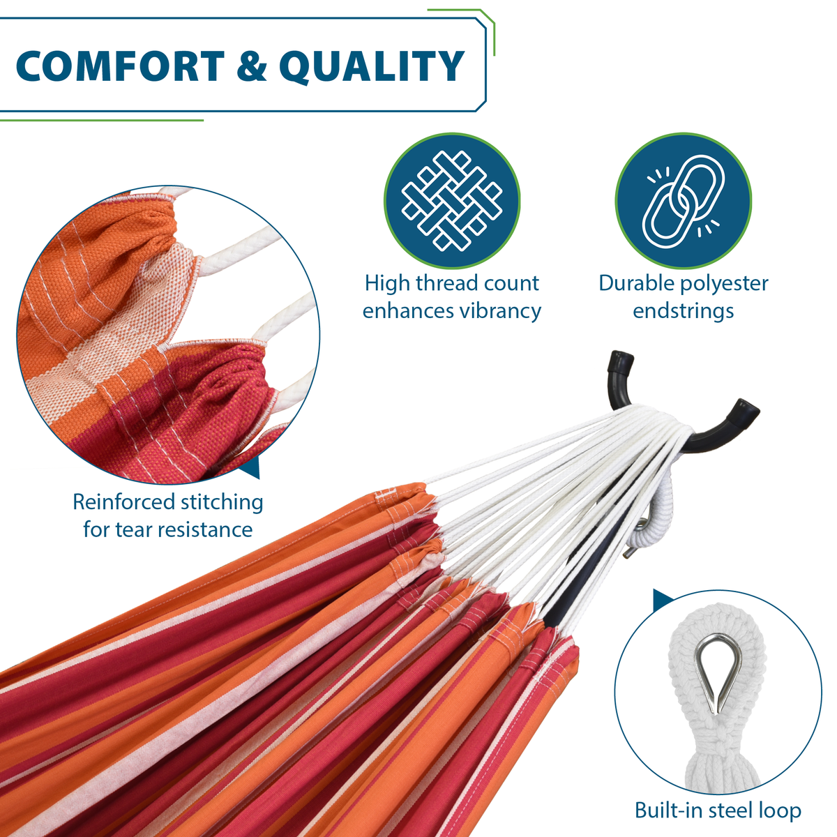 Vivere Brazilian Style Cotton Hammock - Mimosa