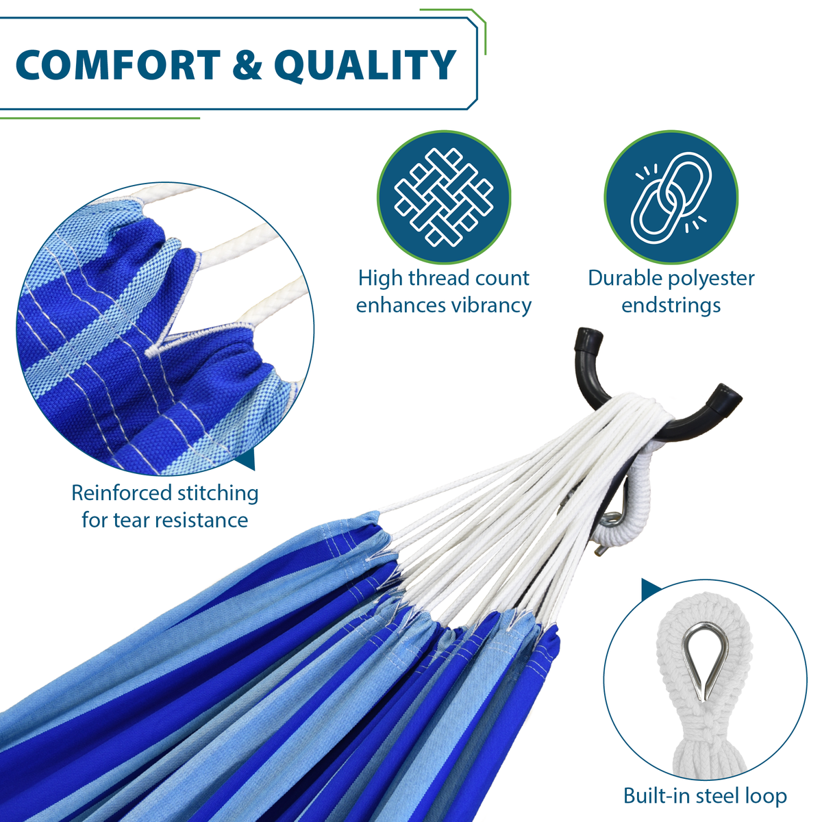 Vivere Brazilian Style Cotton Hammock - Island Breeze
