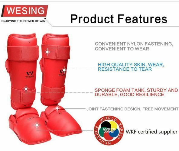 Wesing WKF Approved Shin & Instep Guards - Small Red
