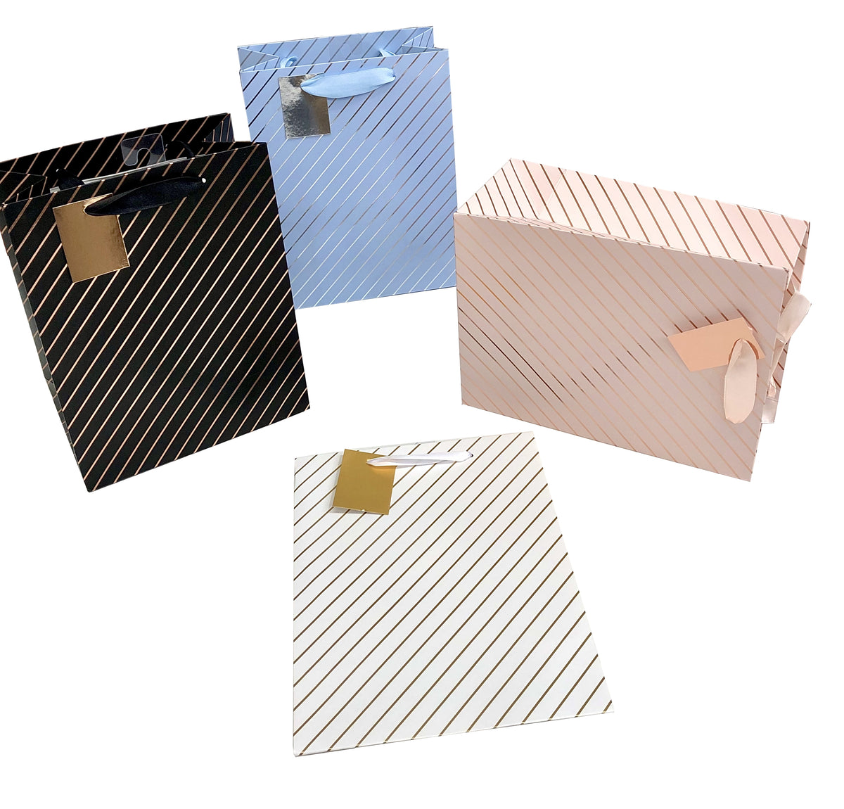 bulk 24 Medium Foil Stripe Gift Bag3cm