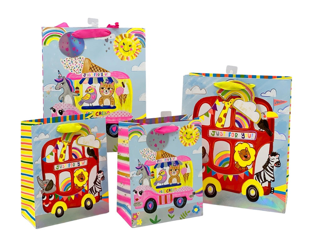 bulk 24 Medium Gift Bag Bus Trip 23cm