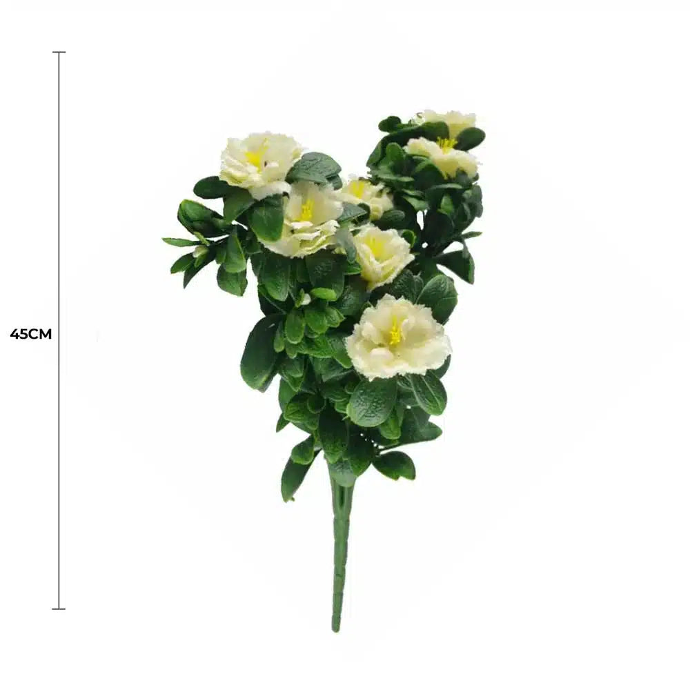 Premium Artificial White Rose Bunch UV Resistant 45cm - Image 2